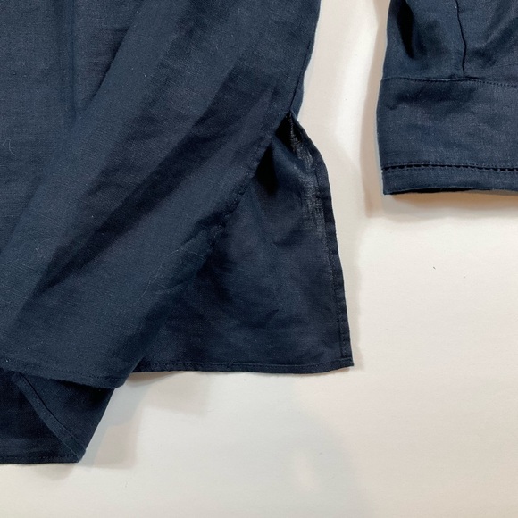 Elie Tahari Women’s Blue Linen Long Sleeve Shirt Small Size MSRP $245 - Picture 4 of 8
